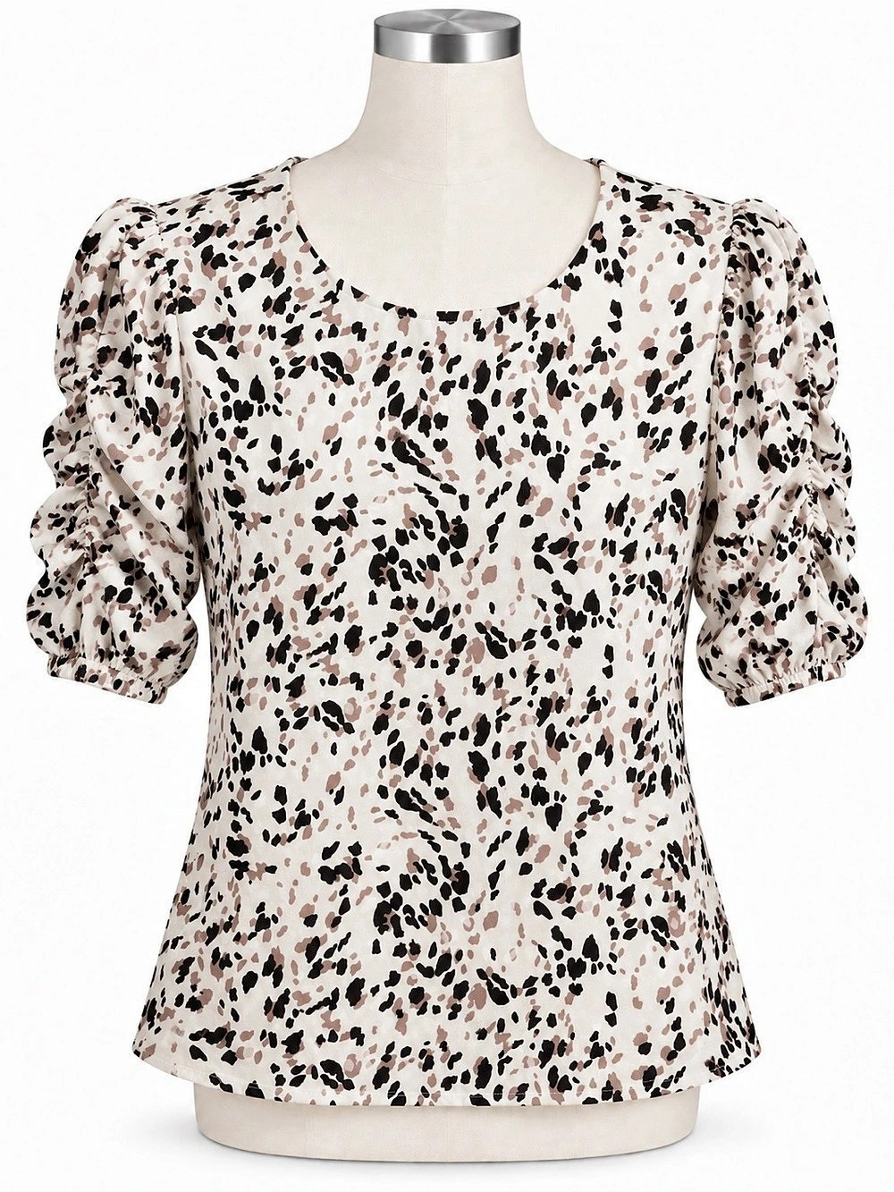NWOT Melloday Animal Print Blouse White & Black Large